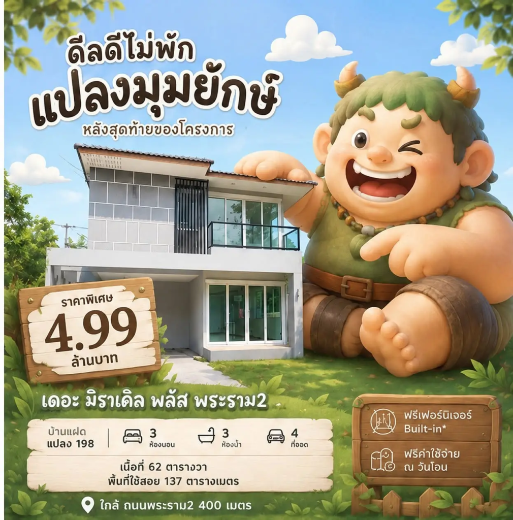 เดอะ มิราเคิล พลัส พระราม 2 บ้านแฝดแปลงมุมหลังสุดท้ายของโครงการ!