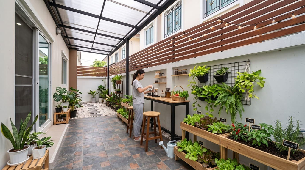 ไอเดียจัดพื้นที่หลังบ้านทาวน์โฮม | akra land and house