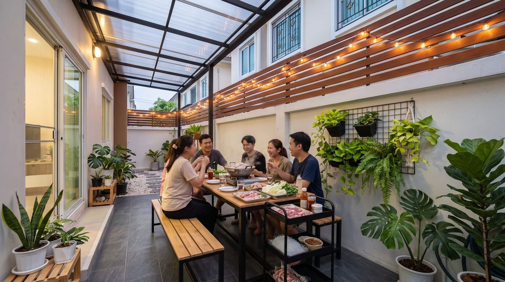 ไอเดียจัดพื้นที่หลังบ้านทาวน์โฮม | akra land and house
